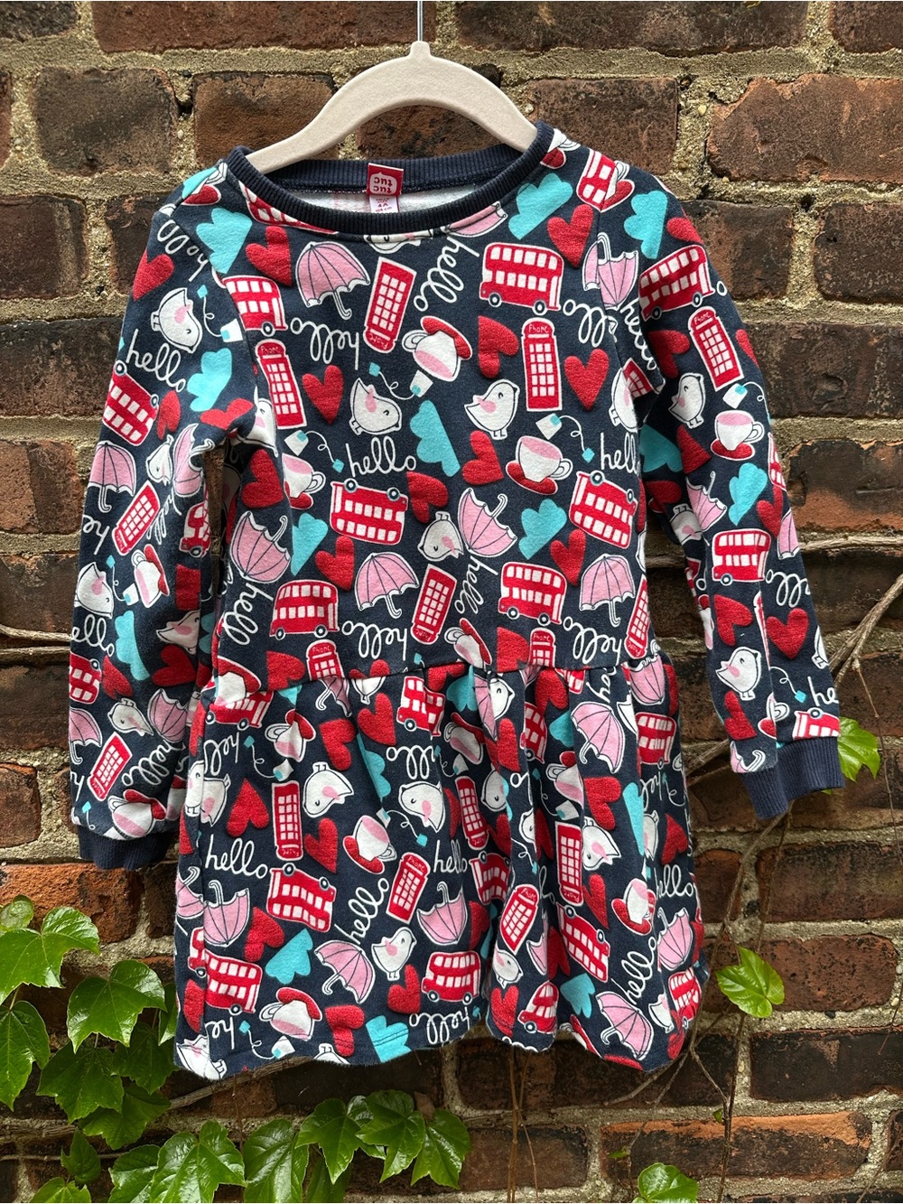 Tuc Tuc Girls Navy London Print Long Sleeve Dress